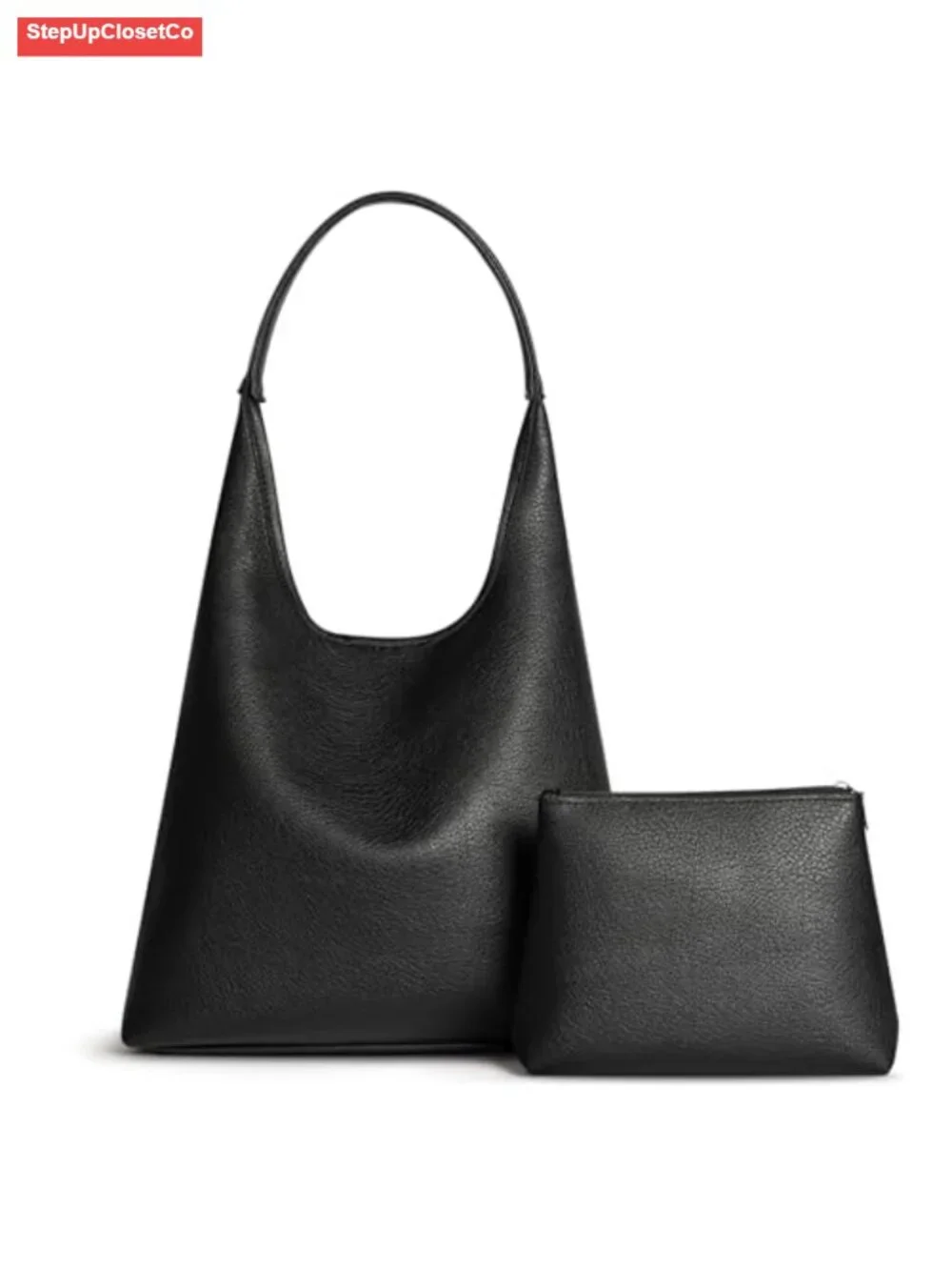Vegan Leather Slouchy Hobo Bag with Matching Mini Purse Set